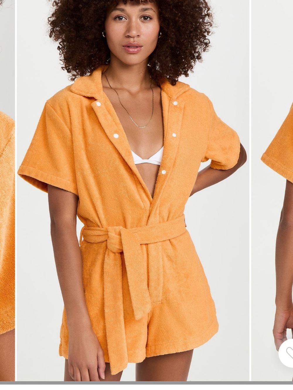 Terry II Pareo Jumpsuit Sz M Cotton Soft Romper Belted Pockets